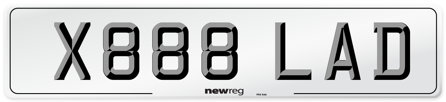 X888 LAD Number Plate from New Reg
